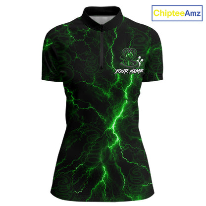 Custom Green Thunder Cobra Snake Bowling Team Shirts Bowling Jersey for Women Bowling League HNT619