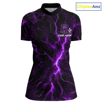 Custom Purple Thunder Cobra Snake Bowling Team Shirts Bowling Jersey for Women Bowling League HNT619