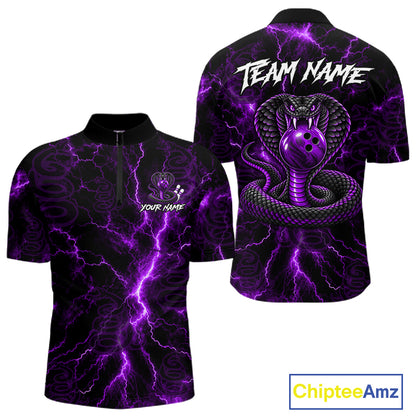 Custom Purple Thunder Cobra Snake Bowling Team Shirts Bowling Jersey for Men Bowling League HNT619