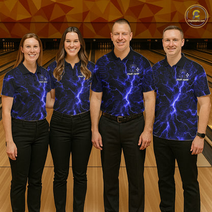 Custom Blue Thunder Cobra Snake Bowling Team Shirts Bowling Jersey for Men Bowling League HNT619