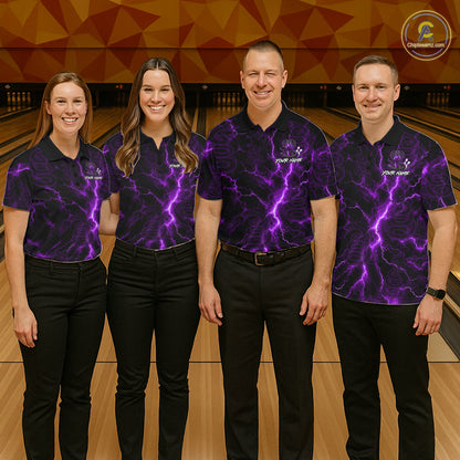 Custom Purple Thunder Cobra Snake Bowling Team Shirts Bowling Jersey for Women Bowling League HNT619