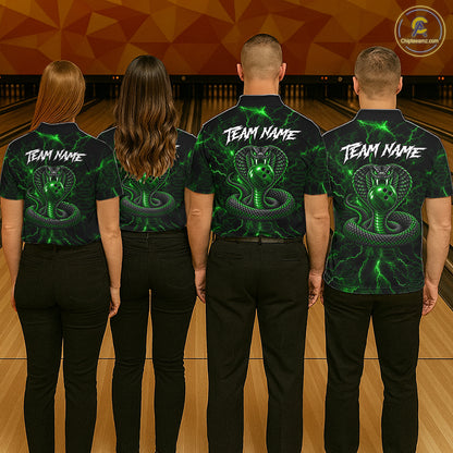 Custom Green Thunder Cobra Snake Bowling Team Shirts Bowling Jersey for Women Bowling League HNT619