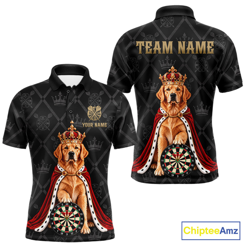 Custom Funny Crown Golden Retriever Dart Team Shirts for Men Dartboard League Jerseys NNT335