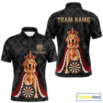 Custom Funny Crown Golden Retriever Dart Team Shirts for Men Dartboard League Jerseys NNT335