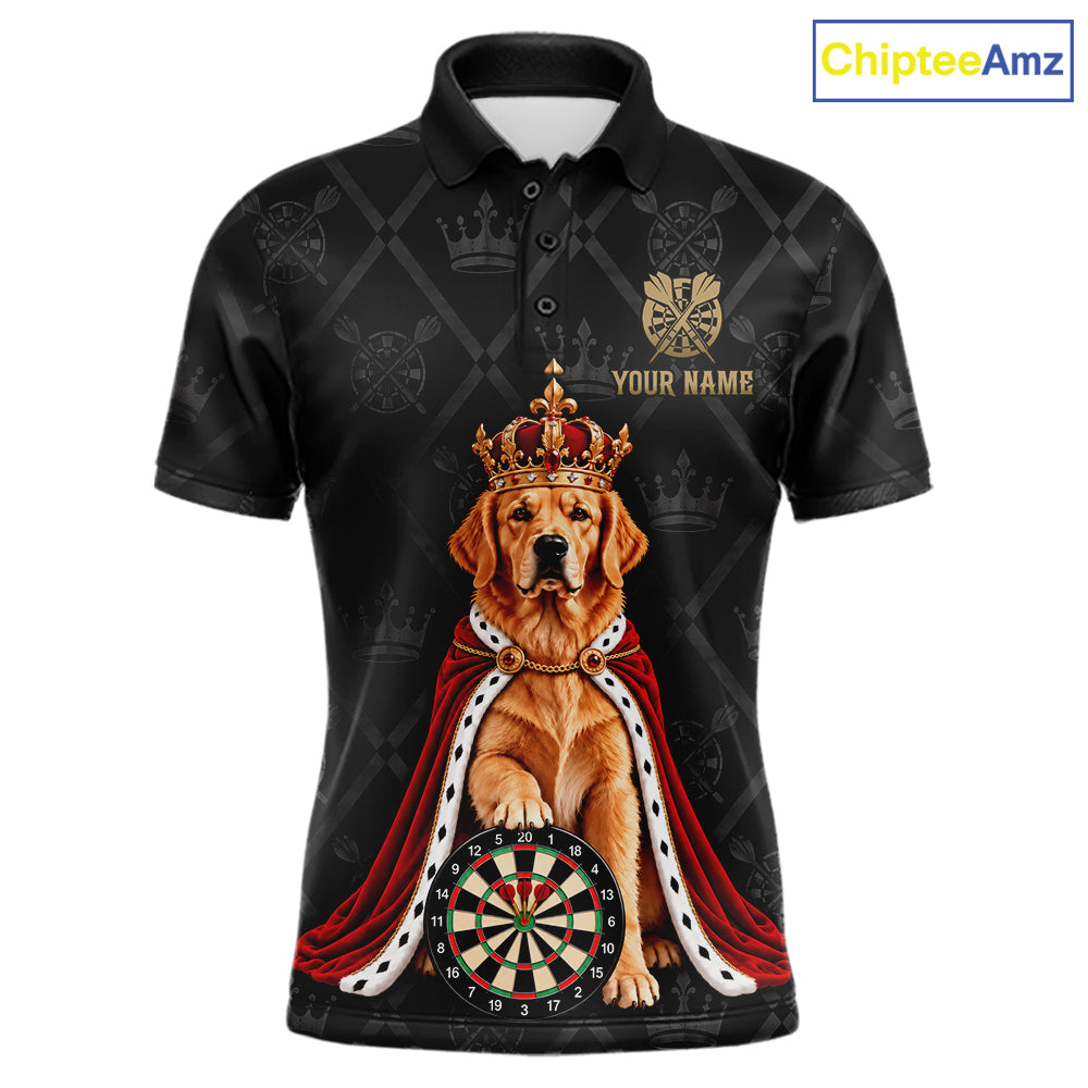 Custom Funny Crown Golden Retriever Dart Team Shirts for Men Dartboard League Jerseys NNT335