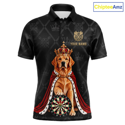 Custom Funny Crown Golden Retriever Dart Team Shirts for Men Dartboard League Jerseys NNT335