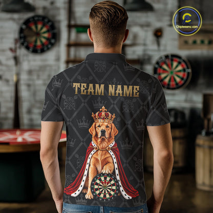 Custom Funny Crown Golden Retriever Dart Team Shirts for Men Dartboard League Jerseys NNT335