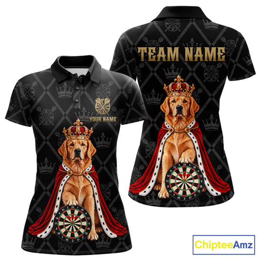 Custom Funny Crown Golden Retriever Dart Team Shirts for Women Dartboard League Jerseys NNT335