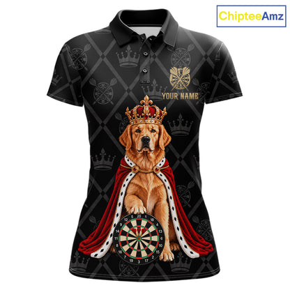 Custom Funny Crown Golden Retriever Dart Team Shirts for Women Dartboard League Jerseys NNT335