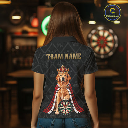 Custom Funny Crown Golden Retriever Dart Team Shirts for Women Dartboard League Jerseys NNT335