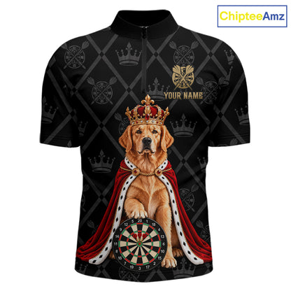 Custom Funny Crown Golden Retriever Dart Team Shirts for Men Dartboard League Jerseys NNT335