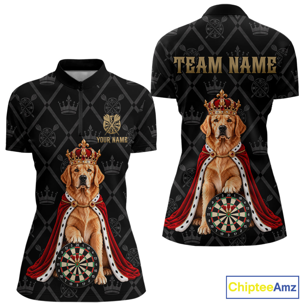 Custom Funny Crown Golden Retriever Dart Team Shirts for Women Dartboard League Jerseys NNT335