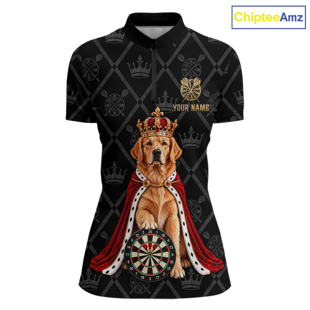 Custom Funny Crown Golden Retriever Dart Team Shirts for Women Dartboard League Jerseys NNT335