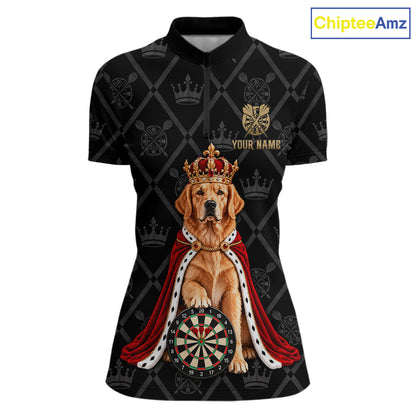 Custom Funny Crown Golden Retriever Dart Team Shirts for Women Dartboard League Jerseys NNT335