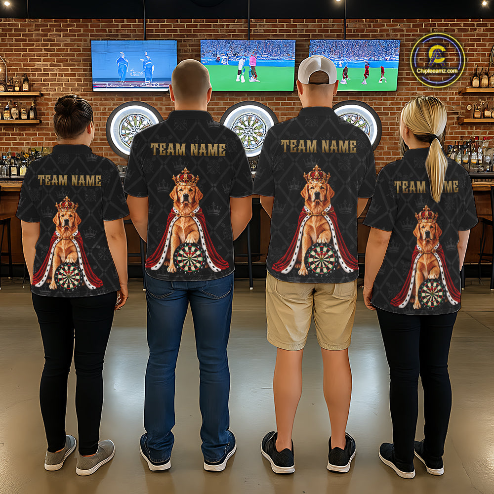 Custom Funny Crown Golden Retriever Dart Team Shirts for Women Dartboard League Jerseys NNT335