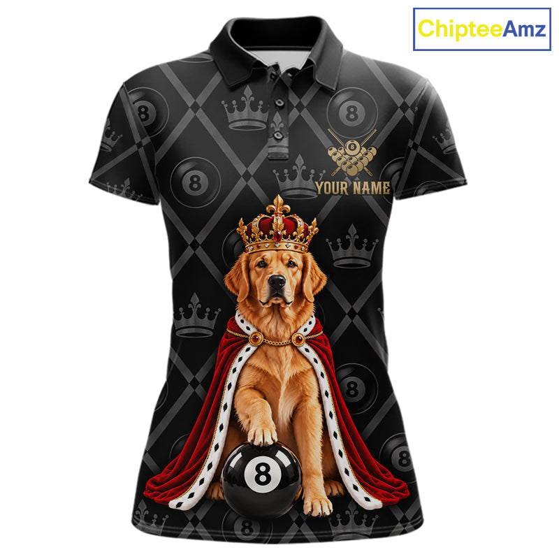 Custom Funny Crown Golden Retriever 8 Ball Billiard Team Shirts for Women Billiard League Jerseys NNT336