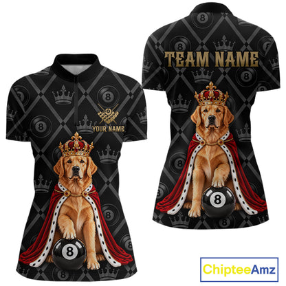 Custom Funny Crown Golden Retriever 8 Ball Billiard Team Shirts for Women Billiard League Jerseys NNT336