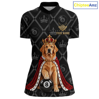 Custom Funny Crown Golden Retriever 8 Ball Billiard Team Shirts for Women Billiard League Jerseys NNT336