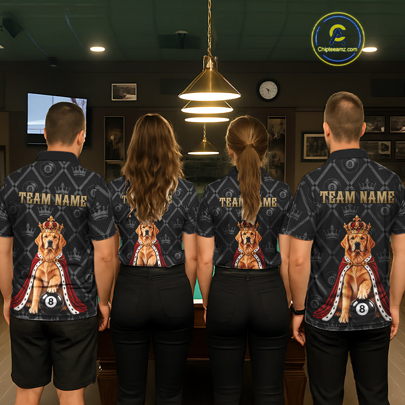 Custom Funny Crown Golden Retriever 8 Ball Billiard Team Shirts for Women Billiard League Jerseys NNT336