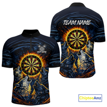 Load image into Gallery viewer, Custom Funny Flame Wolf Darts Board Dart Shirts For Men Darts Team Jerseys Dart Tournament NNT149