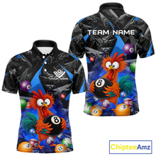 Load image into Gallery viewer, Custom Funny Blue Chicken 8 Ball Pool Billiard Shirt for Men Polo &amp; 1/4 Zip, Billiard Team Jerseys NNT148