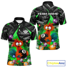 Load image into Gallery viewer, Custom Funny Green Chicken 8 Ball Pool Billiard Shirt for Men Polo &amp; 1/4 Zip, Billiard Team Jerseys NNT148