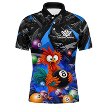 Load image into Gallery viewer, Custom Funny Blue Chicken 8 Ball Pool Billiard Shirt for Men Polo &amp; 1/4 Zip, Billiard Team Jerseys NNT148
