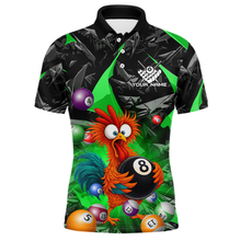 Load image into Gallery viewer, Custom Funny Green Chicken 8 Ball Pool Billiard Shirt for Men Polo &amp; 1/4 Zip, Billiard Team Jerseys NNT148