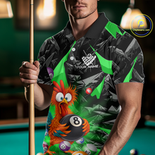 Load image into Gallery viewer, Custom Funny Green Chicken 8 Ball Pool Billiard Shirt for Men Polo &amp; 1/4 Zip, Billiard Team Jerseys NNT148