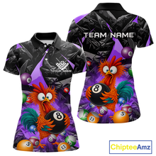 Load image into Gallery viewer, Custom Funny Purple Chicken 8 Ball Pool Billiard Shirt for Women Polo &amp; 1/4 Zip, Billiard Team Jerseys NNT148