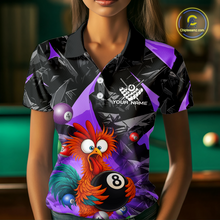 Load image into Gallery viewer, Custom Funny Purple Chicken 8 Ball Pool Billiard Shirt for Women Polo &amp; 1/4 Zip, Billiard Team Jerseys NNT148