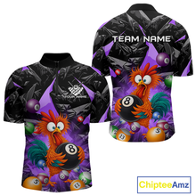 Load image into Gallery viewer, Custom Funny Purple Chicken 8 Ball Pool Billiard Shirt for Men Polo &amp; 1/4 Zip, Billiard Team Jerseys NNT148