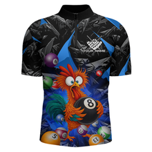 Load image into Gallery viewer, Custom Funny Blue Chicken 8 Ball Pool Billiard Shirt for Men Polo &amp; 1/4 Zip, Billiard Team Jerseys NNT148