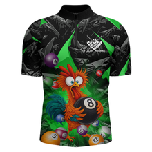 Load image into Gallery viewer, Custom Funny Green Chicken 8 Ball Pool Billiard Shirt for Men Polo &amp; 1/4 Zip, Billiard Team Jerseys NNT148