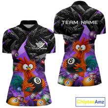 Load image into Gallery viewer, Custom Funny Purple Chicken 8 Ball Pool Billiard Shirt for Women Polo &amp; 1/4 Zip, Billiard Team Jerseys NNT148