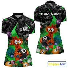 Load image into Gallery viewer, Custom Funny Green Chicken 8 Ball Pool Billiard Shirt for Men Polo &amp; 1/4 Zip, Billiard Team Jerseys NNT148