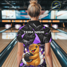 Load image into Gallery viewer, Custom Purple Capybara Bowling Jersey for Women Bowling Team Shirts Bowling Polo &amp; 1/4 Zip HNT255