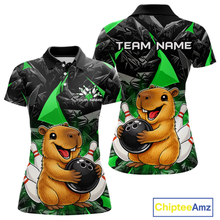 Load image into Gallery viewer, Custom Green Capybara Bowling Jersey for Women Bowling Team Shirts Bowling Polo &amp; 1/4 Zip HNT255