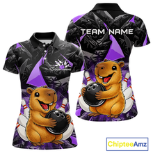 Load image into Gallery viewer, Custom Purple Capybara Bowling Jersey for Women Bowling Team Shirts Bowling Polo &amp; 1/4 Zip HNT255