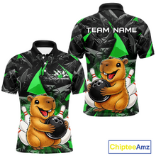 Load image into Gallery viewer, Custom Green Capybara Bowling Jersey for Men Bowling Team Shirts Bowling Polo &amp; 1/4 Zip HNT255