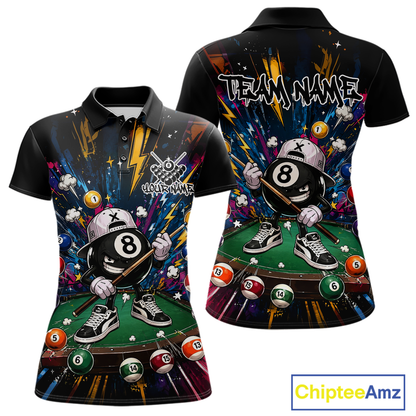 Custom Funny 8 Ball Pool Shirts Billiard Shirt for Women Billiard Team Jersey Billiard League NNT183