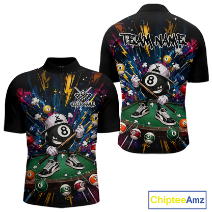Custom Funny 8 Ball Pool Shirts Billiard Shirt for Men Billiard Team Jersey Billiard League NNT183