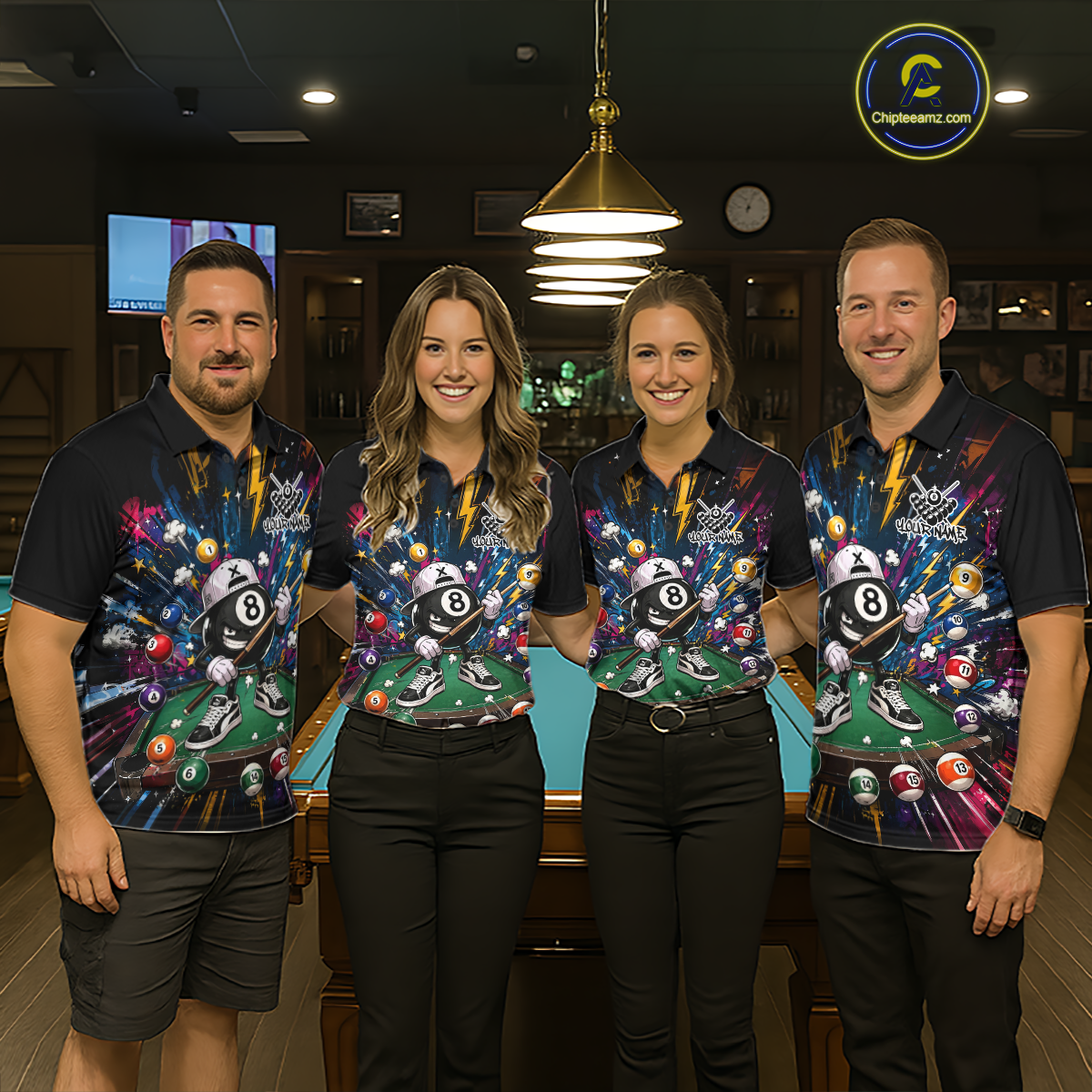 Custom Funny 8 Ball Pool Shirts Billiard Shirt for Men Billiard Team Jersey Billiard League NNT183