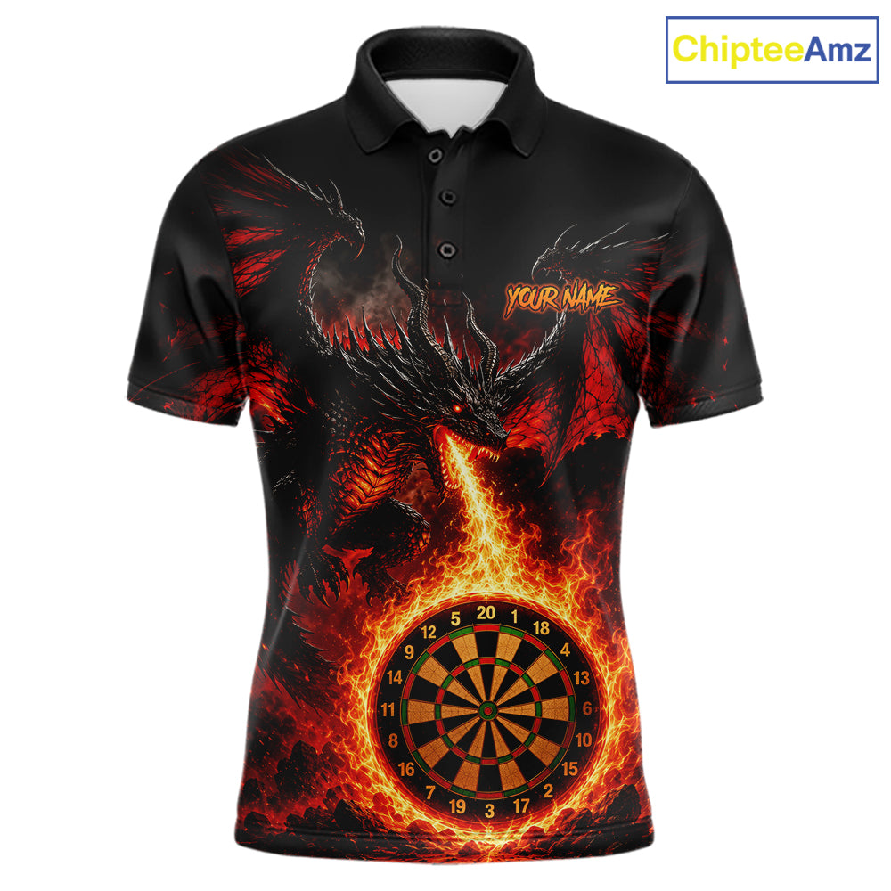 Custom Flame Dragon Darts Shirt for Men Darts Team Jerseys Dart League Shirt Polo & 1/4Zip NNT306