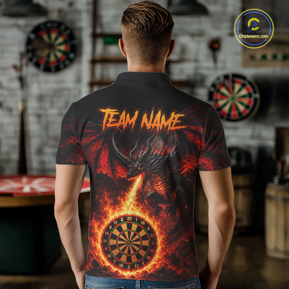Custom Flame Dragon Darts Shirt for Men Darts Team Jerseys Dart League Shirt Polo & 1/4Zip NNT306