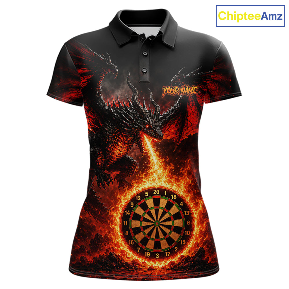 Custom Flame Dragon Darts Shirt for Women Darts Team Jerseys Dart League Shirt Polo & 1/4Zip NNT306
