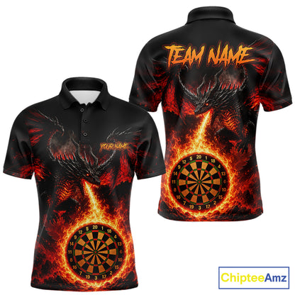 Custom Flame Dragon Darts Shirt for Men Darts Team Jerseys Dart League Shirt Polo & 1/4Zip NNT306