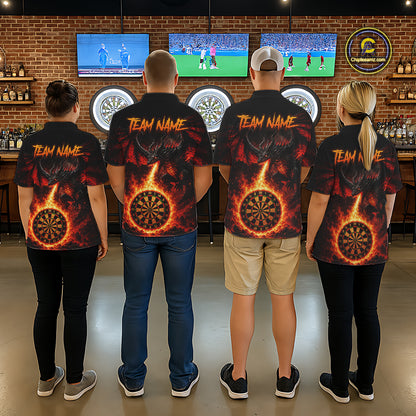 Custom Flame Dragon Darts Shirt for Women Darts Team Jerseys Dart League Shirt Polo & 1/4Zip NNT306