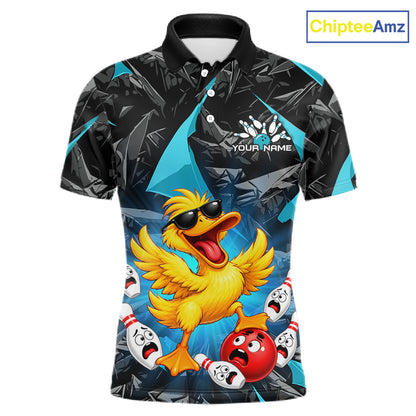Custom Turquoise Funny Duck Bowling Team Shirts for Men Bowling Uniform Bowling Tournament HNT623