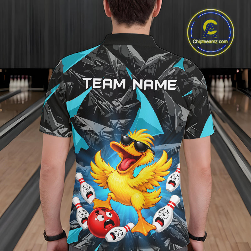 Custom Turquoise Funny Duck Bowling Team Shirts for Men Bowling Uniform Bowling Tournament HNT623